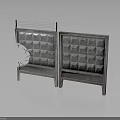 Modern Textured Double Cabinet With Geometric Pattern Design And Leg Base Support 3d model