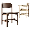 Modern Minimalist Wooden Dining Chairs with Straight Legs and Two Tone Finishes