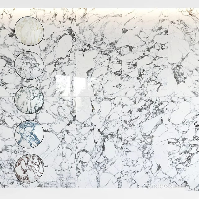 Circular Marble Components On Textured Wall With Natural Stone Patterns 3d model
