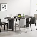 Modern Dining Table and Chair Combination Dining Table and Chair Combination Minimalist Dining Table and Chair Rectangular Dining Table and Chair Marble Dining Table Leather Dining Chair Multi-Person Dining Table and Chair 3d model