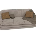 Modern Beige Fabric Three Seater Sofa With Comfortable Cushioned Design 3d model