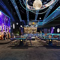 Starry Sky Themed KTV Interior With Sci Fi Decor 3d model
