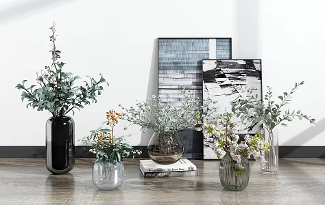 Modern Vase Glass Vase Flower Combination 3d model