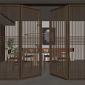 Modern Metal Double Doors With Lattice Pattern Design For Elegant Indoor Partition In Dining Area