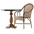 Wicker Rattan Chairs with Wooden Pedestal Table Dining Set Design