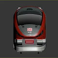 Modern Red Train With Silver Accents And Multiple Carriages In Sleek Design On Reflective Surface 3d model