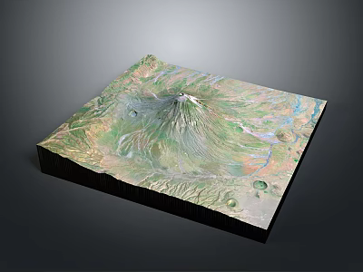 3D Topographic Terrain Model Featuring Mountain Peak Green Land And River Paths 3d model