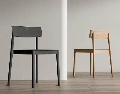 Modern Leisure Chair with Black and Light Wood Frame Simple Design on Wooden Floor 3d model