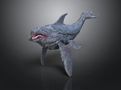 3D Mythical Creature Model With Open Mouth Sharp Teeth Tongue And Furry Skin 3d model