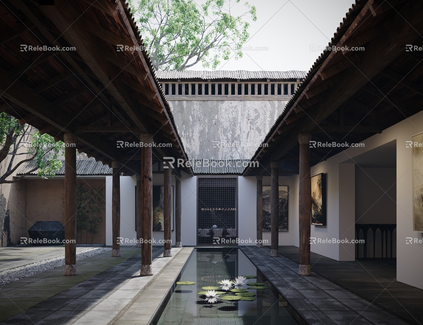 Homestay Architecture Landscape Yard 3d model