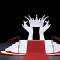 Photo Check in Spot With Crown Held by Hands Red Carpet Steps And Ropes