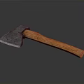 Classic Handcrafted Axe With Blue Metal Head And Natural Wooden Handle