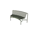 Green Two Seater Sofa With Metal Frame Slatted Back And Comfortable Cushion