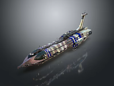Futuristic Passenger Plane With Sleek Aerodynamic Body And Metallic Blue Stripes 3d model