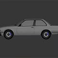 BMW Silver Classic Sedan With Black Wheels And Retro Exterior Design