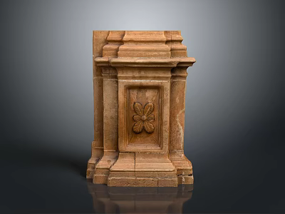 Classical Stone Carving Decorative Structure With Floral Pattern And Base Design 3d model