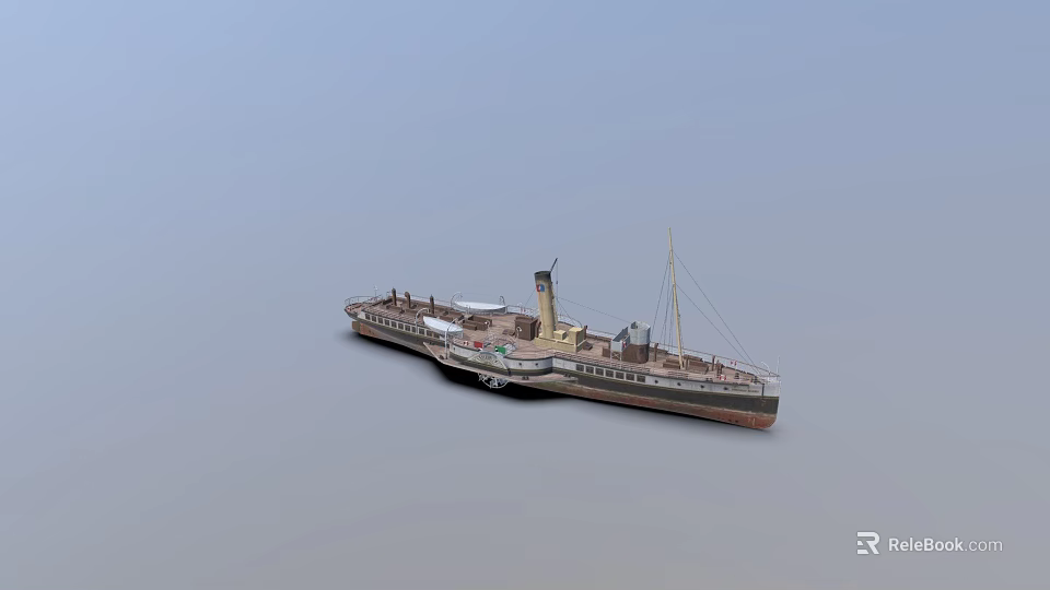 3D Rendered Vintage Passenger Ship On Plain Background 3d model 