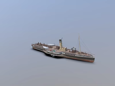 3D Rendered Vintage Passenger Ship On Plain Background 3d model