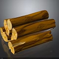 Stacked Natural Wood Logs With Warm Brown Grain And Smooth Surface Reflection