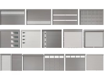 Various Metal Door Panel Designs Featuring Textured Smooth And Louvered Surfaces 3d model