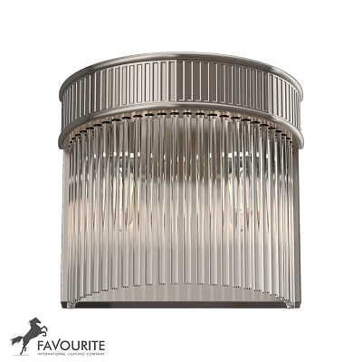 Circular Modern Wall Light With Metal Frame And Clear Glass Rods 3d model