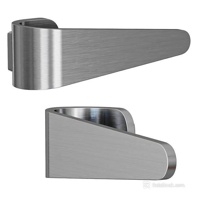 Modern Brushed Stainless Steel Door Handle with Sleek Design and Durable Construction 3d model 