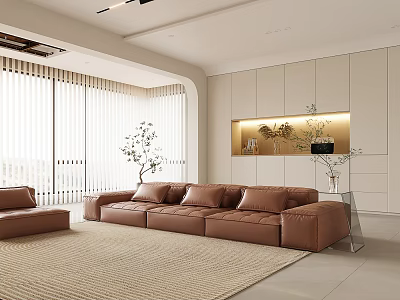 Modern living room multi-person sofa 3d model