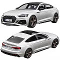 White Audi Car Front And Rear View 3d model