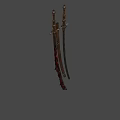 Ancient Warrior Battling Mythical Creature With Ornate Hilt Bloodstained Dual Blades