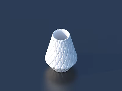 White Ceramic Vase with Diamond Pattern Texture on Dark Background and Reflection 3d model