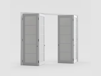 Elegant Contemporary Folding Door For Interior Space With Glass Panels And Gray Frame 3d model