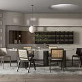 Qui Ji Restaurant Table and Chair Combination Ornaments Combination Chandelier 3d model
