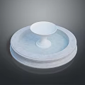 Circular Stone Fountain With White Bowl Shaped Structure And Multi Layered Base 3d model
