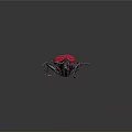 Red Beetle With Long Snout And Metallic Body On Dark Background