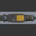 Futuristic Sci Fi Weapon With Yellow Gray Design And Silver Base Stand 3d model