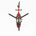 Red Lego Helicopter Model With Blue White Stripes Black Rotor And Wheels