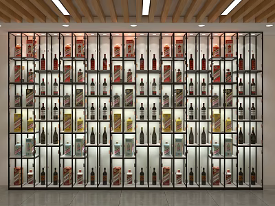 Well Stocked Tobacco and Liquor Store with Various Wines and Tobacco Products on Shelves 3d model