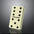 White Domino Shaped Decorative Furniture Piece With Black Dots And Central Stripe