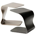 Modern Curved Side Table With Black And Beige Wave Shaped Frame 3d model