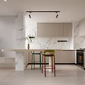 Modern Loft Apartment Living Room With Curved Sofa And Floor Lamp