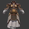 Ancient Decorative Armor Clothing With Metal Plates Scaled Mesh And White Robe Traditional Warrior Design 3d model