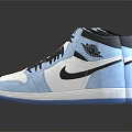 High Top Blue And White Sneakers With Black Laces And Nike Swoosh Design