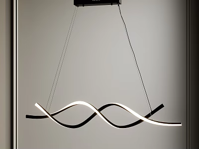 Modern Curved Chandelier With Black And White LED Light For Interior Space 3d model