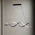Modern Curved Chandelier With Black And White LED Light For Interior Space