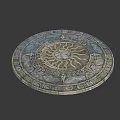 Antique Circular Floor Tile With Intricate Sun Pattern And Carved Details 3d model