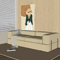 Modern Cream Style Double Sofa Cream Double Sofa 3d model