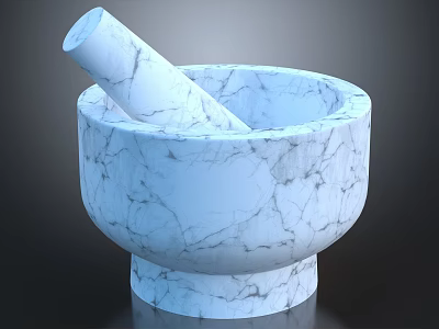 Modern Kitchen Interior with Elegant Marble Mortar and Pestle Decor 3d model