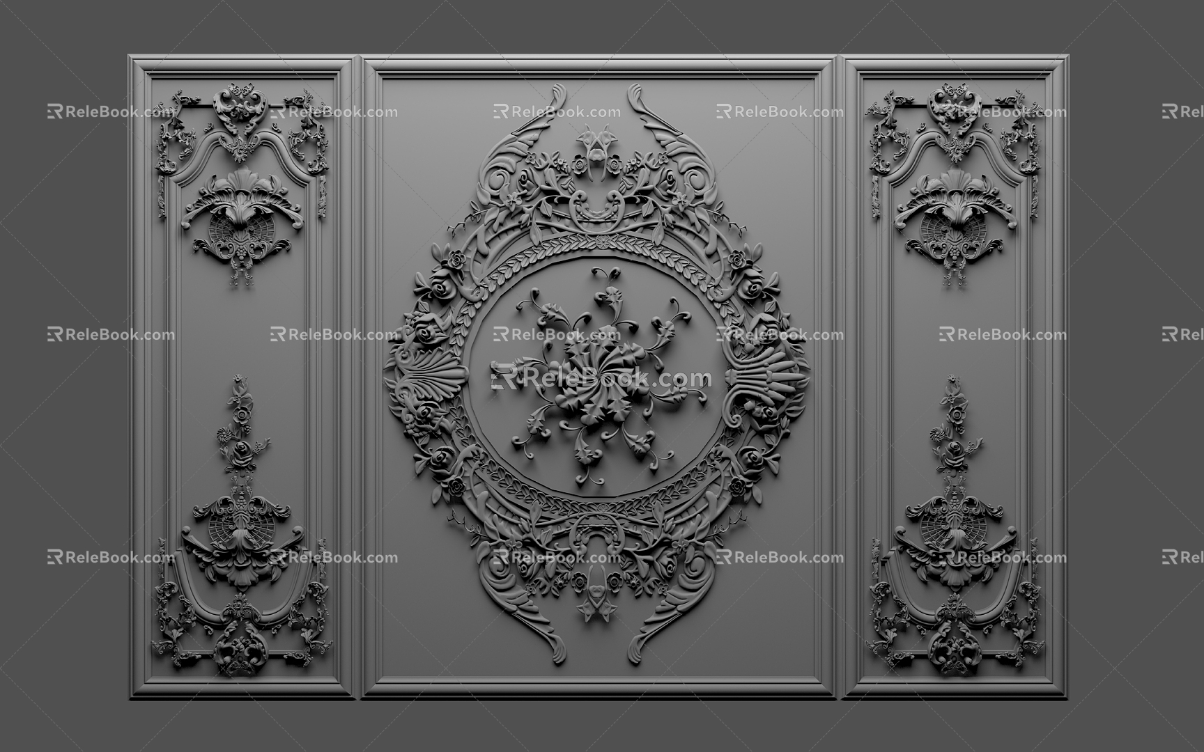 European-style wall plaster pieces 3d model