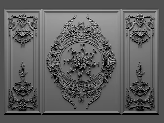 European-style wall plaster pieces 3d model