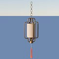 Traditional Chinese Style Lantern Shaped Pendant Light with Metal Frame White Lampshade and Red Tassel